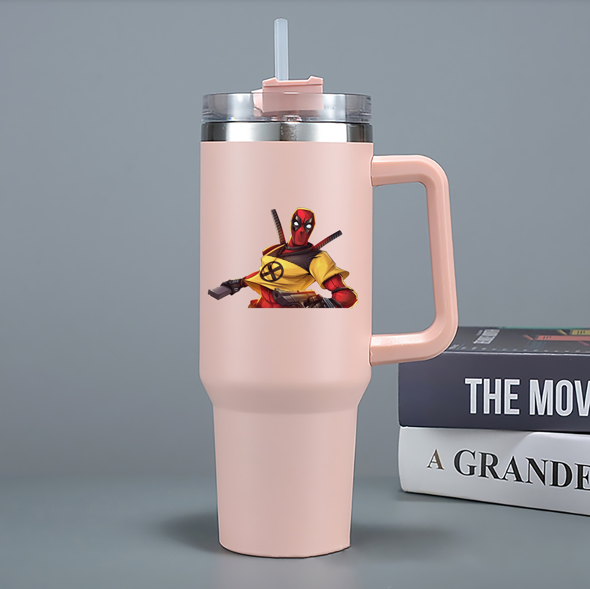 （画像用） Deadpool デッドプール 1200mL車用タンブラー - クリスタルステッカー（プラスチックストロー付き）